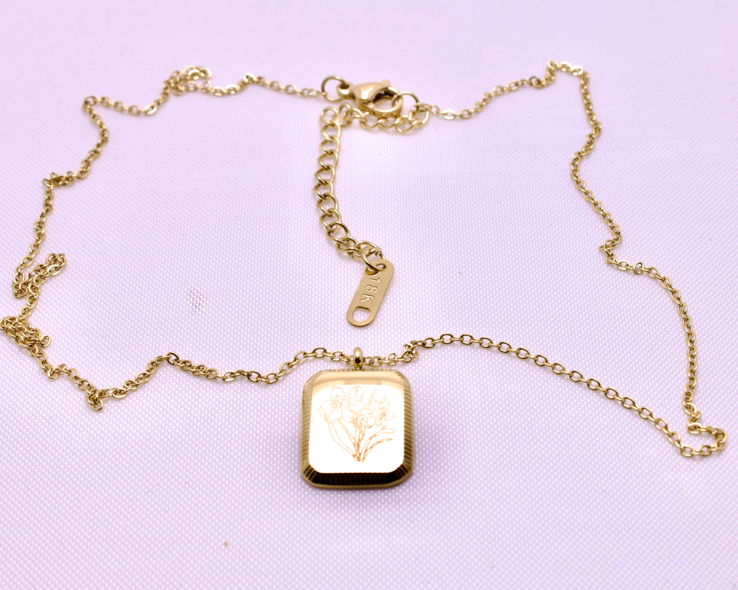 11 Vintage Engrave Square Flower Pendant Necklaces | Patterson Jewelry