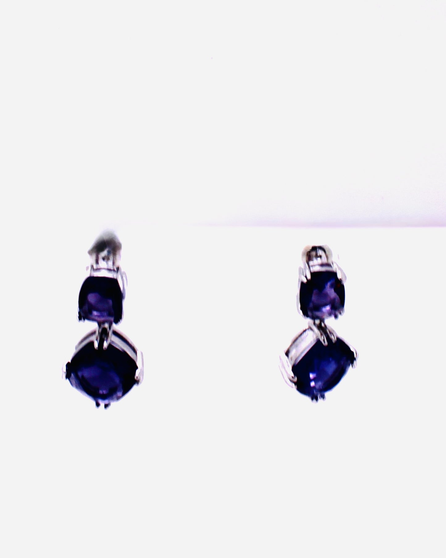 Double Square Purple Gemstone Dangle Earring for women