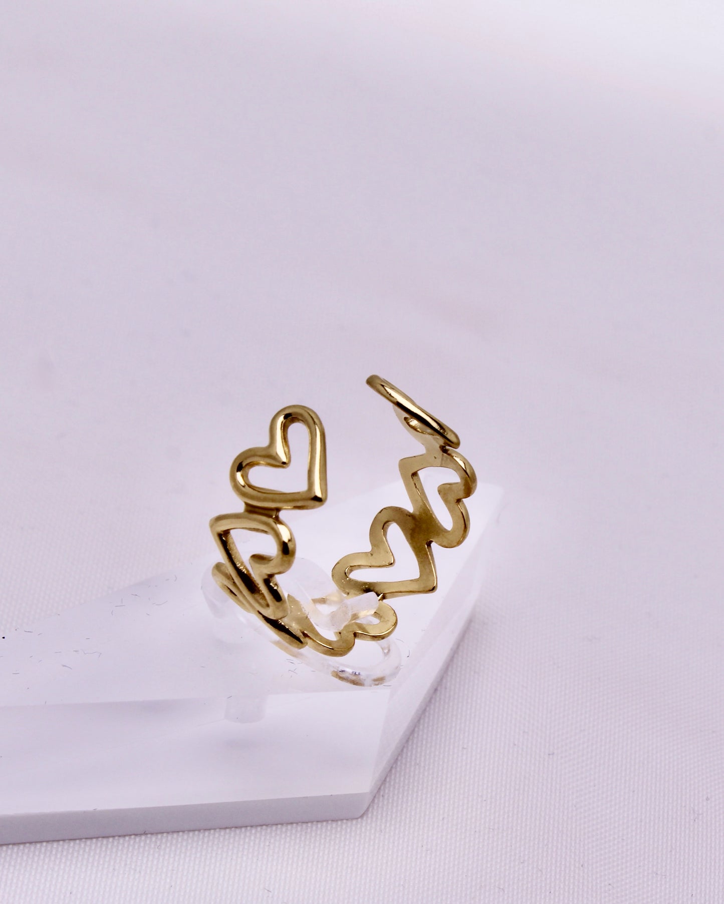 Hollow Heart Ring 18K Gold Plated Stainless Steel for women