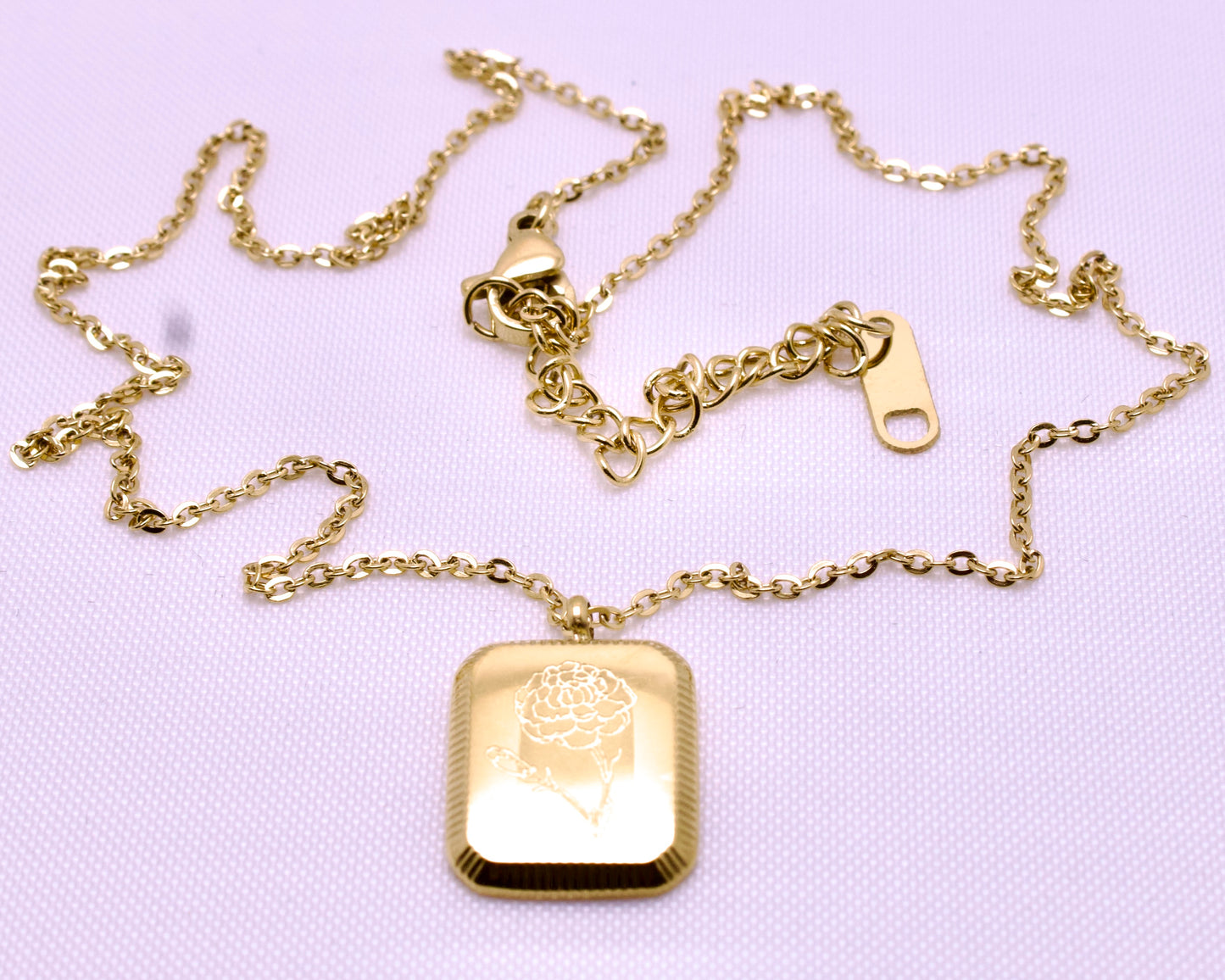 11 Vintage Engrave Square Flower Pendant Necklaces | Patterson Jewelry