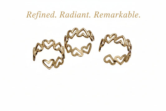 Hollow Heart Ring 18K Gold Plated Stainless Steel for women