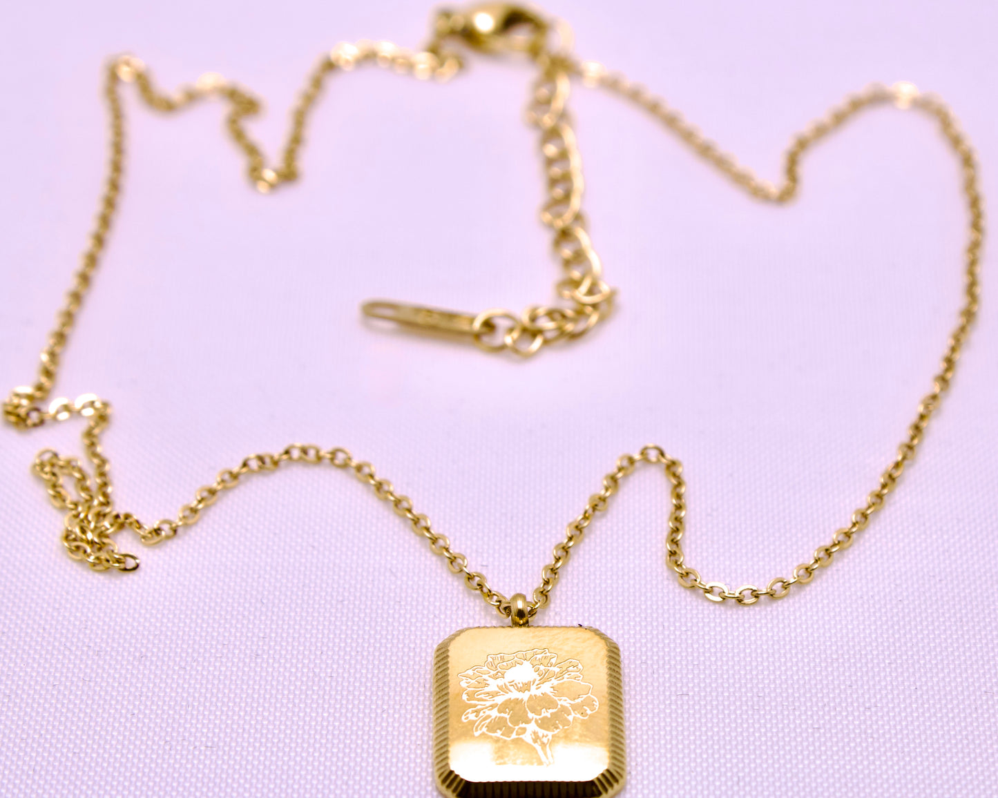 11 Vintage Engrave Square Flower Pendant Necklaces | Patterson Jewelry