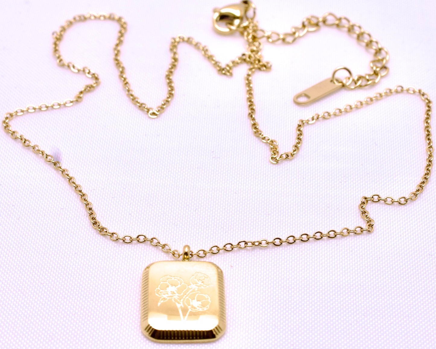 11 Vintage Engrave Square Flower Pendant Necklaces | Patterson Jewelry