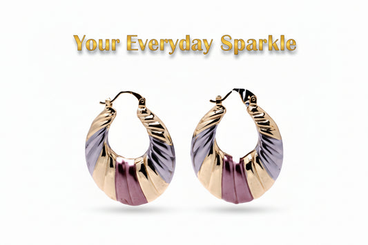 Brass Zircon hoop drop earrings for women