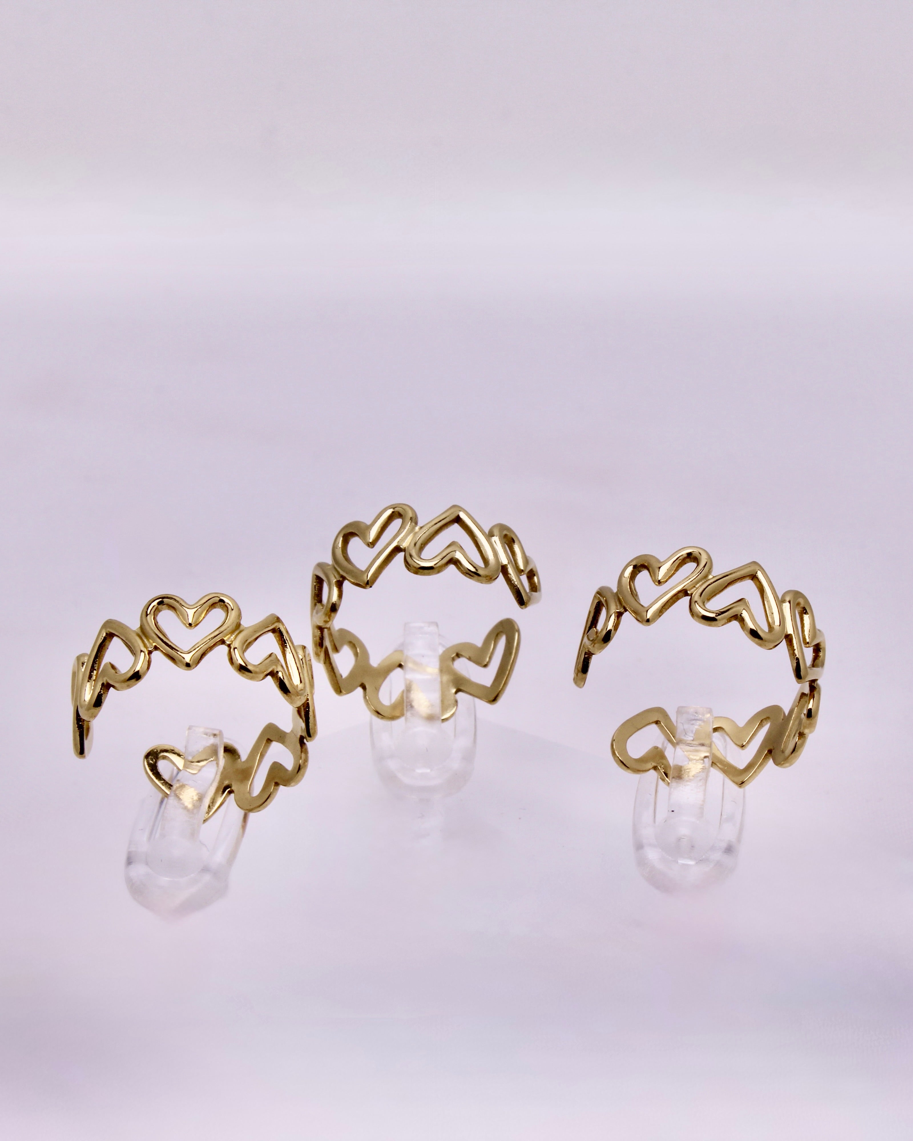 Hollow Heart Ring 18K Gold Plated Stainless Steel for women