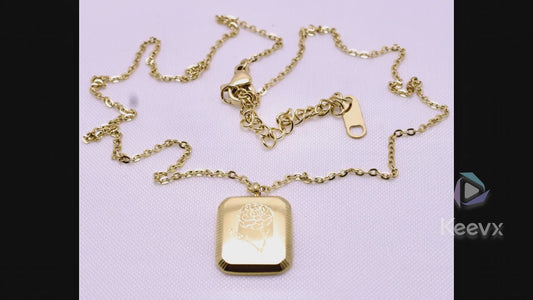 11 Vintage Engrave Square Flower Pendant Necklaces | Patterson Jewelry