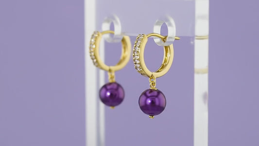 Gray Pearl Round Drop Earrings for Women| Patterson Jewelry